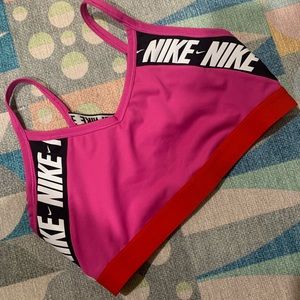 Nike pink and red contrast sports bra